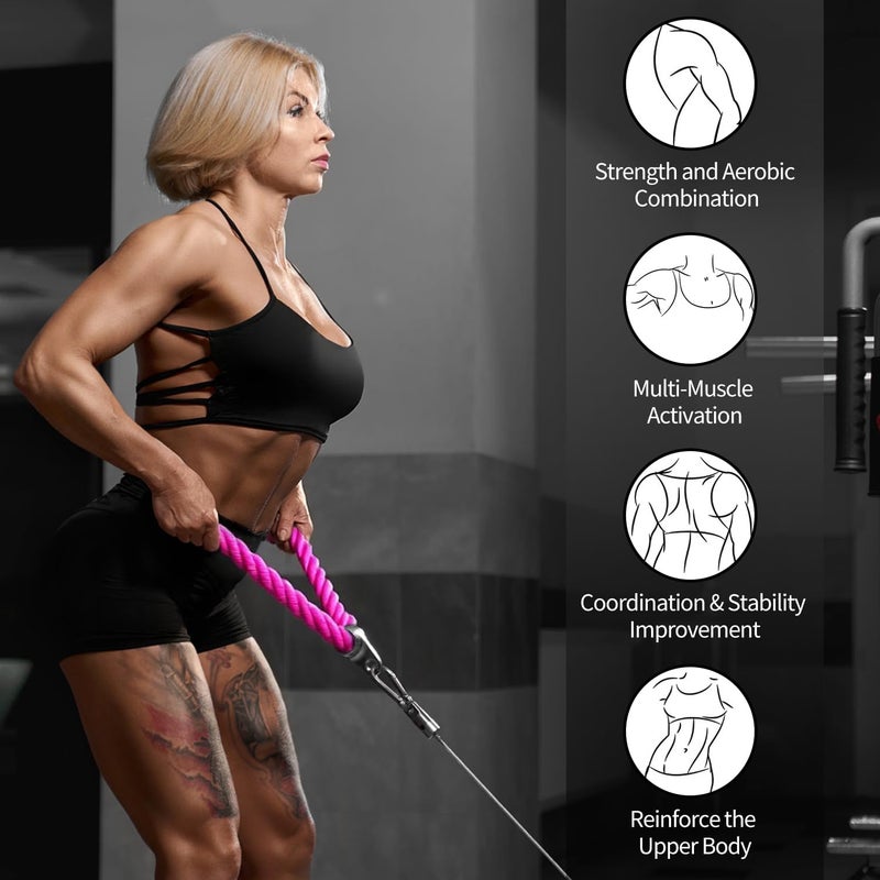 DkOvn Tricep Rope, 27 Inches Cable Machine Attachment, Pull Down Attachments with Carabiner, for Gym Home Workout Exercise - Image 3